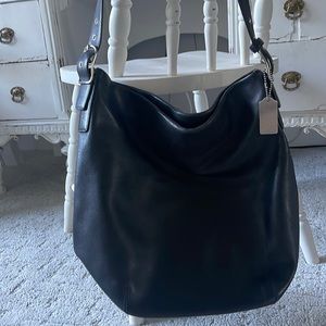 Coach black leather Legacy XL bucket tote handbag